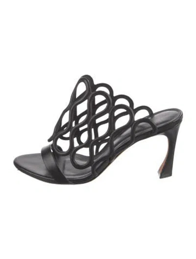 Pre-owned Alexandre Birman Leather Slides In Black