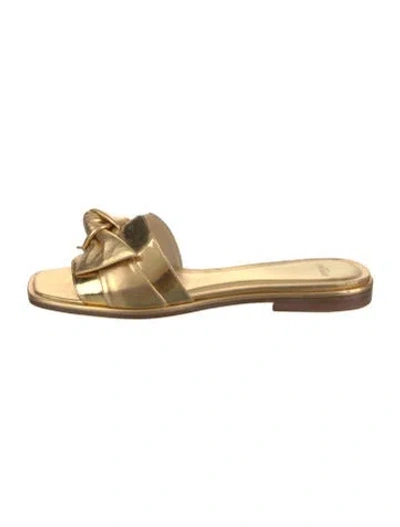 Pre-owned Alexandre Birman Leather Slides In Gold