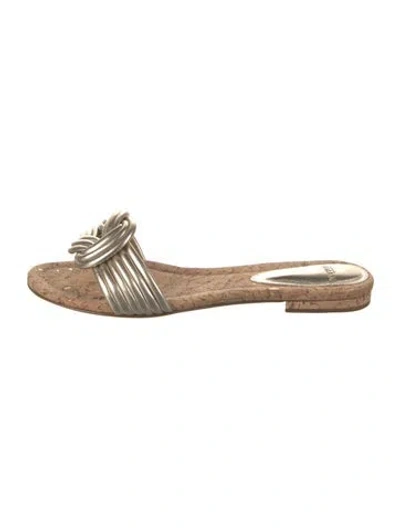 Pre-owned Alexandre Birman Leather Slides In Gold/metallic