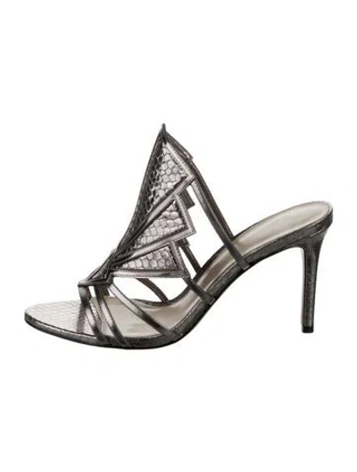 Pre-owned Alexandre Birman Leather Slides In Silver
