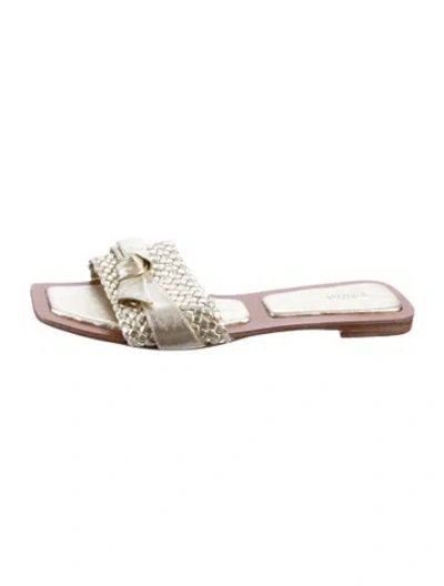 Pre-owned Alexandre Birman Leather Slides In Silver
