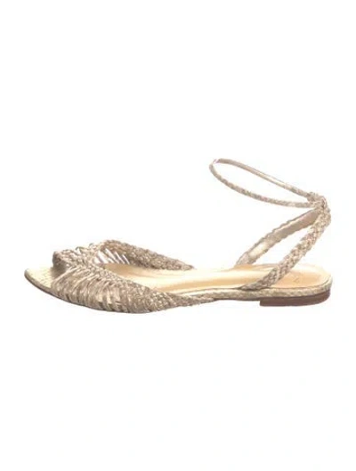 Pre-owned Alexandre Birman Leather Slingback Flats In Neutral