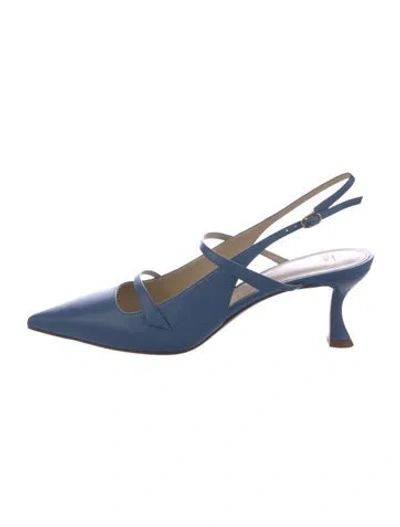 Pre-owned Alexandre Birman Leather Slingback Pumps In Blue