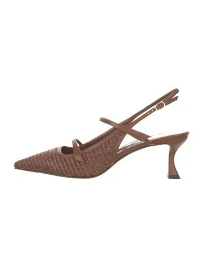 Pre-owned Alexandre Birman Leather Slingback Pumps In Brown