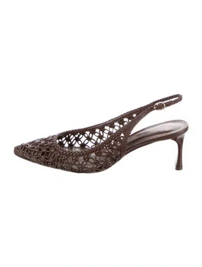Pre-owned Alexandre Birman Leather Slingback Pumps In Brown