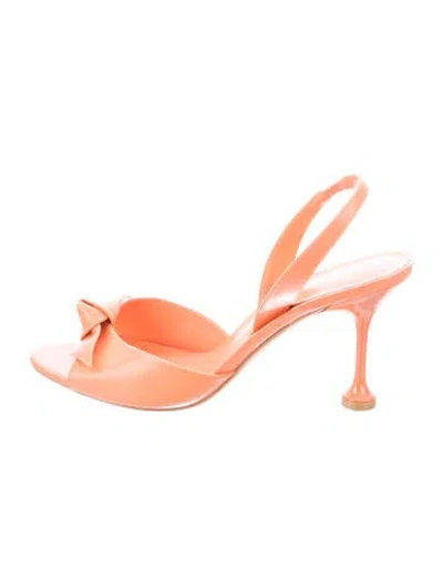 Pre-owned Alexandre Birman Leather Slingback Pumps In Orange