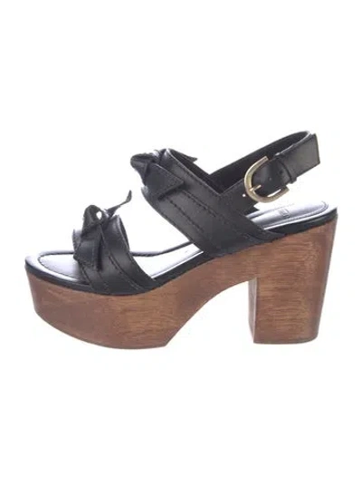Pre-owned Alexandre Birman Leather Slingback Sandals In Black