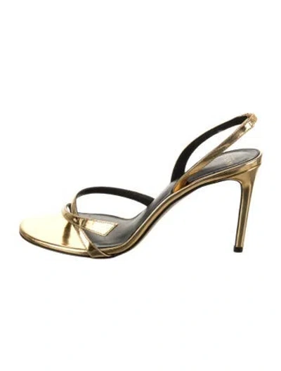 Pre-owned Alexandre Birman Leather Slingback Sandals In Gold