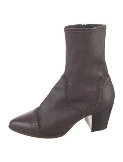 Pre-owned Alexandre Birman Leather Sock Boots In Burgundy