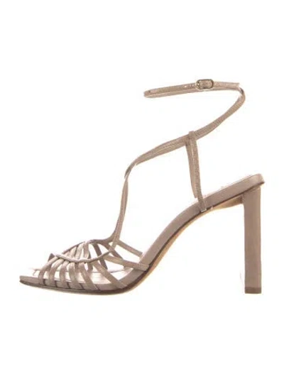 Pre-owned Alexandre Birman Leather T-strap Pumps In Gold