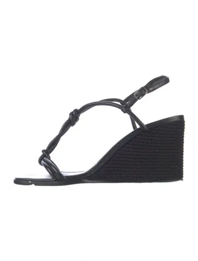 Pre-owned Alexandre Birman Leather T-strap Sandals In Black