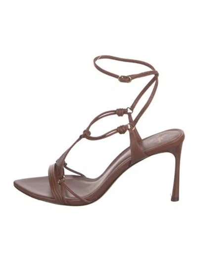 Pre-owned Alexandre Birman Leather T-strap Sandals In Brown