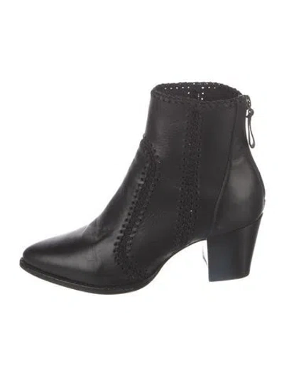 Pre-owned Alexandre Birman Leather Whipstitch Trim Boots In Black
