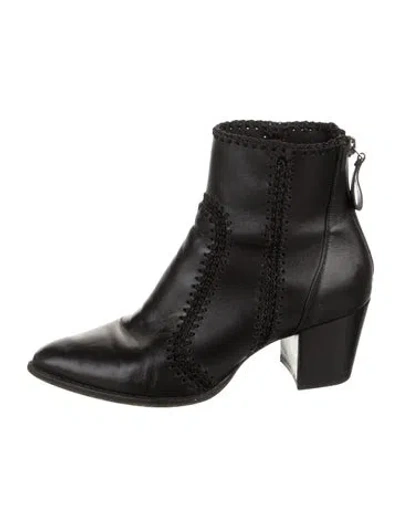 Pre-owned Alexandre Birman Leather Whipstitch Trim Boots In Black