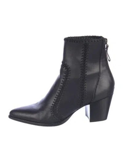 Pre-owned Alexandre Birman Leather Whipstitch Trim Boots In Black
