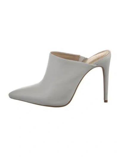 Pre-owned Alexandre Birman Leather Whipstitch Trim Mules In White