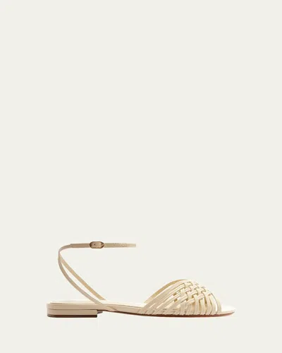 Alexandre Birman Lilian Leather Flat Sandals In White