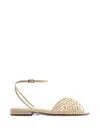 Alexandre Birman Lilian Woven Flat Ankle Strap Sandal In Neutral