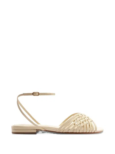 Alexandre Birman Lilian Woven Flat Ankle Strap Sandal In Neutral