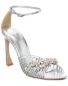 Alexandre Birman Lisa Crystal 100 Embossed Leather Sandal In Silver