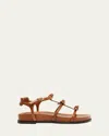 Alexandre Birman Lolita Ankle-strap Knot Leather Flat Sandals In Espresso