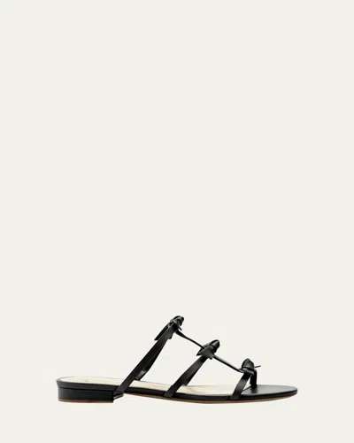 Alexandre Birman Lolita Knot Leather Flat Sandals In Black