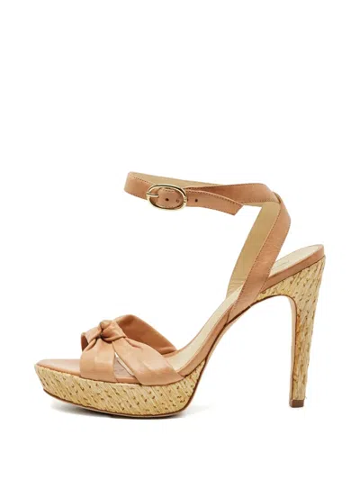 Pre-owned Alexandre Birman Lolita Knot Leather Sandals In Neutral