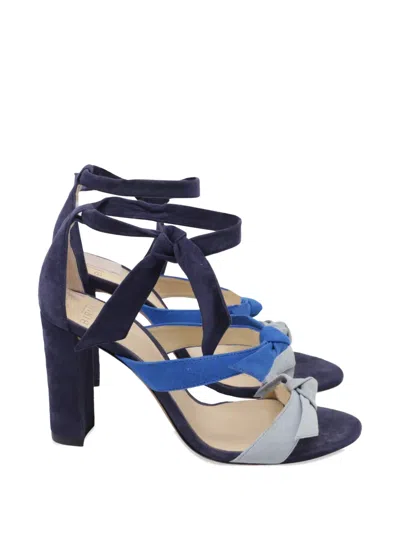 Pre-owned Alexandre Birman Lolita Knot Suede Heeled Sandals In Blue