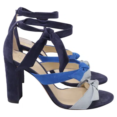 Alexandre Birman Lolita Tricolor Sandal Heels In Blue Suede In Multi