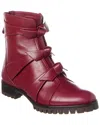 Alexandre Birman Lolita Waterproof Leather Combat Boot In Red