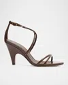 Alexandre Birman Lory 85 Patent Leather Sandals In Brown