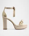 Alexandre Birman Mabeleh Metallic Leather Platform Sandals In Gold