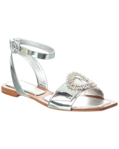 Alexandre Birman Madelina Summer Embellished Mirrored-leather Sandals In Silver