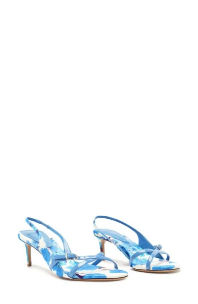 Alexandre Birman Maia Floral Crisscross Slingback Sandals In Perry Blueblue