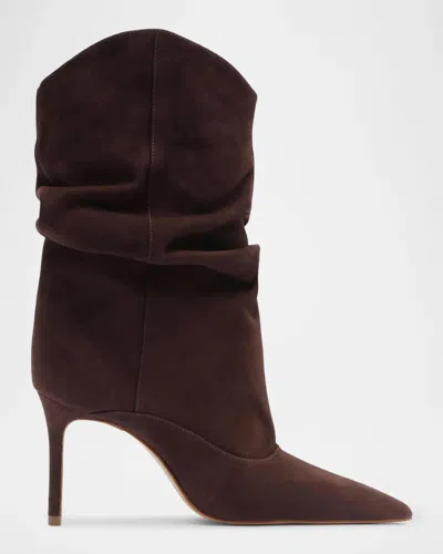 Alexandre Birman Maryana Slouch 85mm Suede Boots In Animal Print