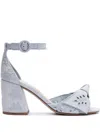 Alexandre Birman Clarita Embroidered Raffia Maxi Sandals In Blue