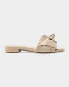 Alexandre Birman Maxi Clarita Leather-raffia Flats In Multi
