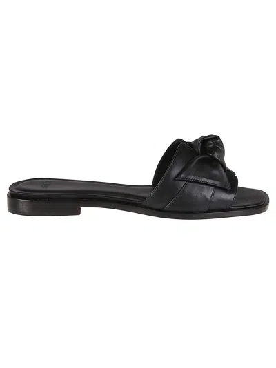 Alexandre Birman Maxi Clarita Leather Knot Flat Sandals In Black