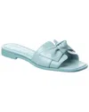 Alexandre Birman Maxi Clarita Leather Knot Flat Sandals In Blue