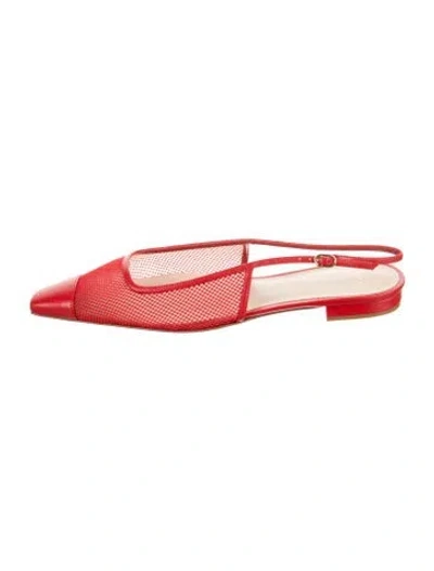 Pre-owned Alexandre Birman Mesh Slingback Flats In Red