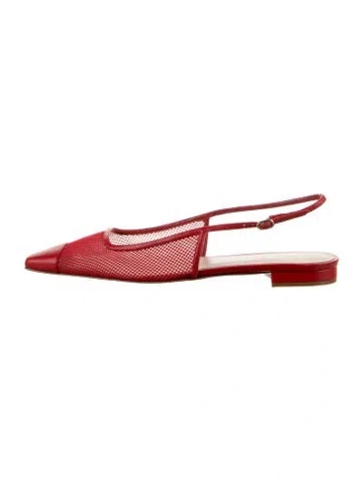 Pre-owned Alexandre Birman Mesh Slingback Flats In Red
