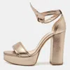 Alexandre Birman Metallic Leather Celine Sandals In Neutral