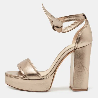 Pre-owned Alexandre Birman Metallic Leather Celine Sandals Size 38