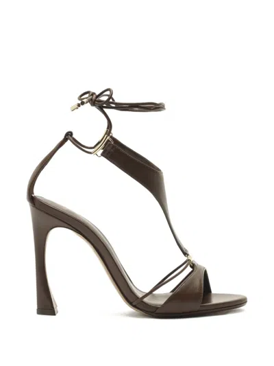 Alexandre Birman 100mm Mimi Leather Ankle-tie Sandals In Gray