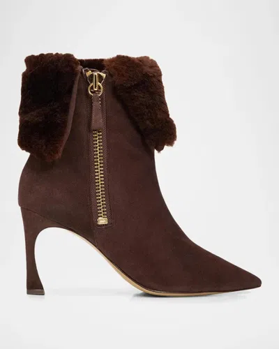 Alexandre Birman Mirabela 85mm Curly Booties In Brown