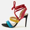 Alexandre Birman Multicolor Suede Aurora Ankle Wrap Sandals In Multi