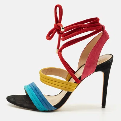 Pre-owned Alexandre Birman Multicolor Suede Aurora Ankle Wrap Sandals Size 40