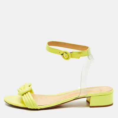 Alexandre Birman Neon Yellow Leather And Pvc Vicky Ankle Strap Sandals
