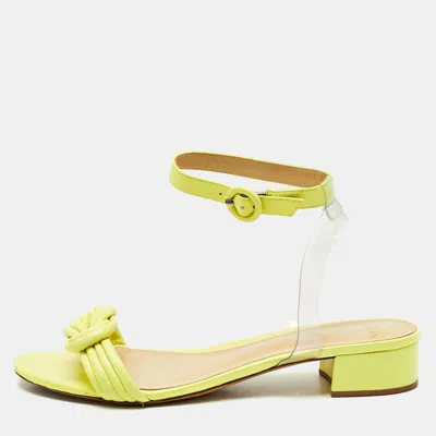 Pre-owned Alexandre Birman Neon Yellow Leather And Pvc Vicky Ankle Strap Sandals Size 41