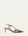Alexandre Birman Nessa Pointed Woven Leather Sandals In Espresso